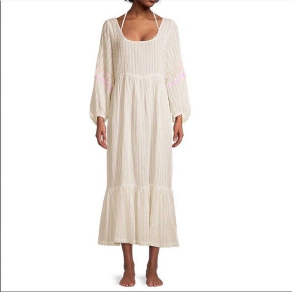 PITUSA Embroidered Sleeve Midi-Dress Womens Size M/L/XL
